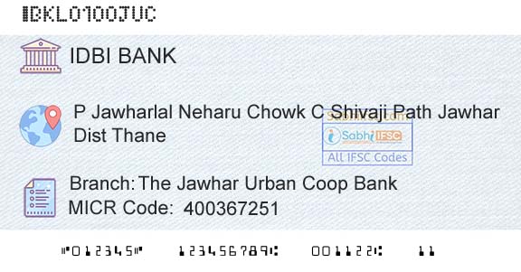 Idbi Bank The Jawhar Urban Coop BankBranch 