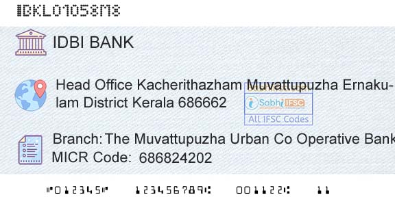 Idbi Bank The Muvattupuzha Urban Co Operative Bank Ltd KothaBranch 