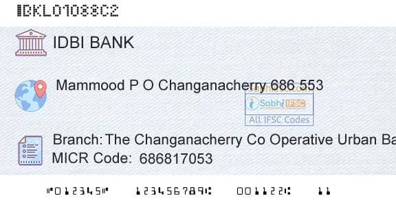 Idbi Bank The Changanacherry Co Operative Urban Bank Ltd MamBranch 