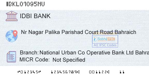 Idbi Bank National Urban Co Operative Bank Ltd BahraichBranch 