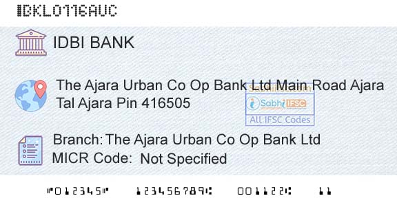 Idbi Bank The Ajara Urban Co Op Bank LtdBranch 