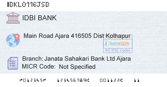 Idbi Bank Janata Sahakari Bank Ltd AjaraBranch 
