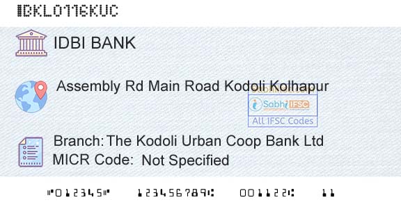 Idbi Bank The Kodoli Urban Coop Bank LtdBranch 
