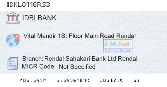 Idbi Bank Rendal Sahakari Bank Ltd RendalBranch 