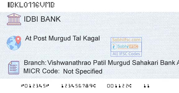 Idbi Bank Vishwanathrao Patil Murgud Sahakari Bank Assembly Branch 
