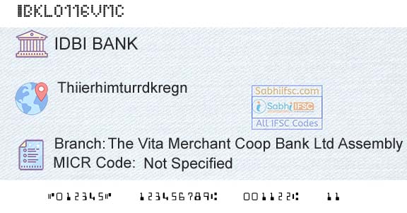 Idbi Bank The Vita Merchant Coop Bank Ltd Assembly RoadBranch 