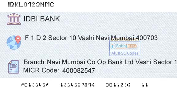 Idbi Bank Navi Mumbai Co Op Bank Ltd Vashi Sector 10 BranchBranch 