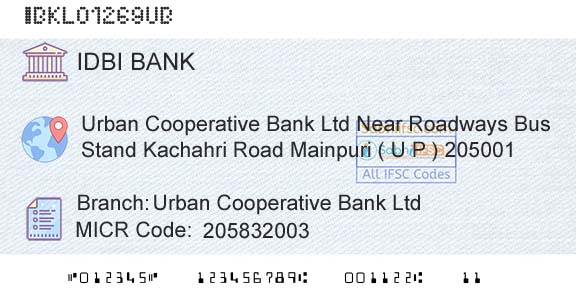 Idbi Bank Urban Cooperative Bank Ltd Branch 