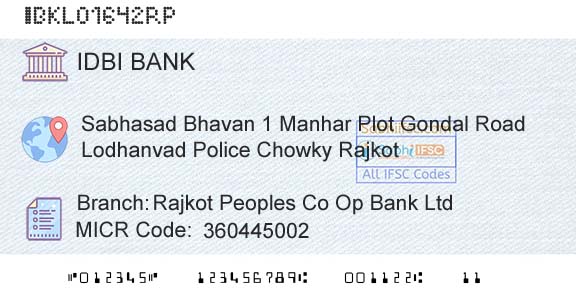 Idbi Bank Rajkot Peoples Co Op Bank LtdBranch 