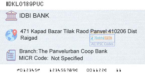 Idbi Bank The Panvelurban Coop BankBranch 