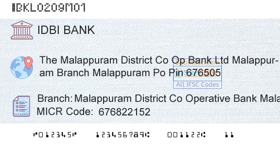 Idbi Bank Malappuram District Co Operative Bank MalappuramBranch 