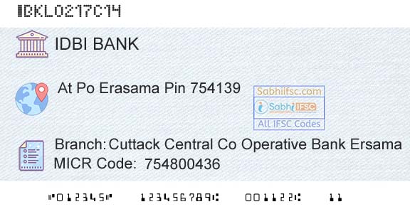Idbi Bank Cuttack Central Co Operative Bank ErsamaBranch 
