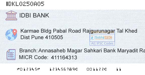 Idbi Bank Annasaheb Magar Sahkari Bank Maryadit RajgurunagarBranch 