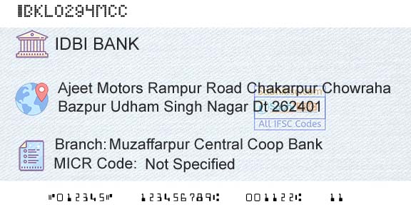 Idbi Bank Muzaffarpur Central Coop BankBranch 