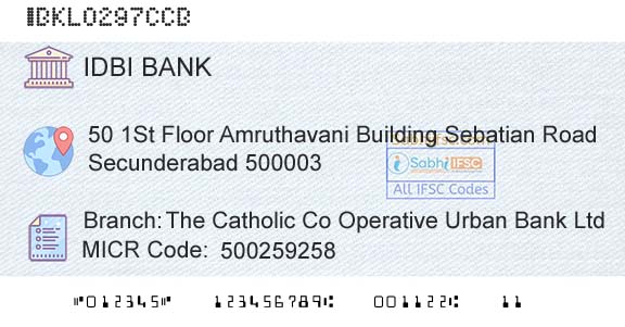 Idbi Bank The Catholic Co Operative Urban Bank LtdBranch 