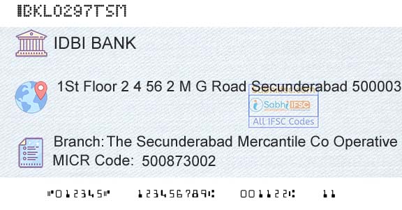 Idbi Bank The Secunderabad Mercantile Co Operative Urban BanBranch 