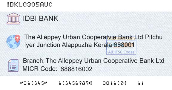 Idbi Bank The Alleppey Urban Cooperative Bank LtdBranch 