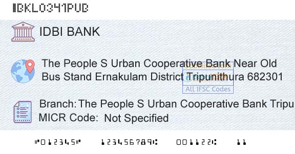 Idbi Bank The People S Urban Cooperative Bank TripunithuraBranch 
