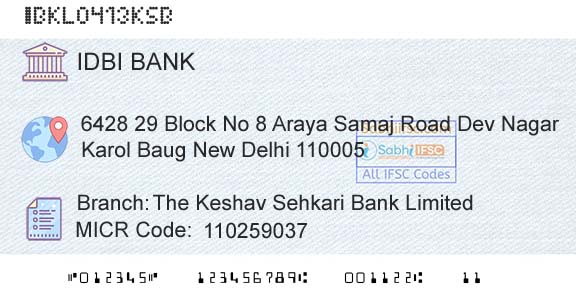 Idbi Bank The Keshav Sehkari Bank LimitedBranch 