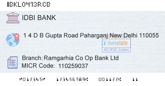 Idbi Bank Ramgarhia Co Op Bank LtdBranch 