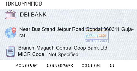 Idbi Bank Magadh Central Coop Bank LtdBranch 