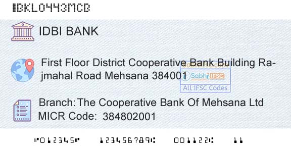 Idbi Bank The Cooperative Bank Of Mehsana Ltd Branch 