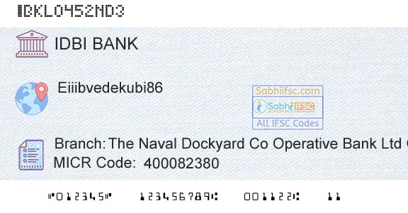 Idbi Bank The Naval Dockyard Co Operative Bank Ltd GhatkoparBranch 