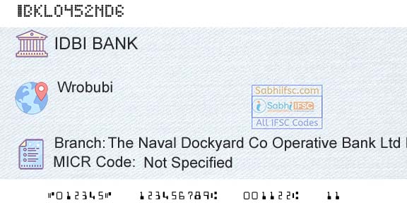 Idbi Bank The Naval Dockyard Co Operative Bank Ltd Nt PoolBranch 