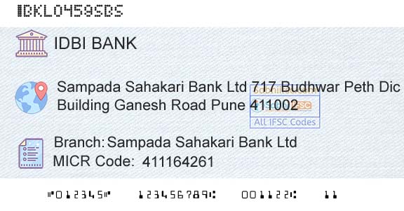Idbi Bank Sampada Sahakari Bank LtdBranch 
