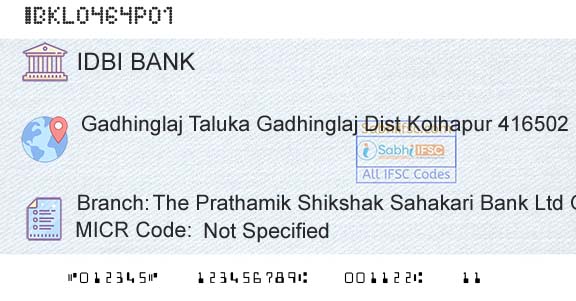 Idbi Bank The Prathamik Shikshak Sahakari Bank Ltd GadhinglaBranch 