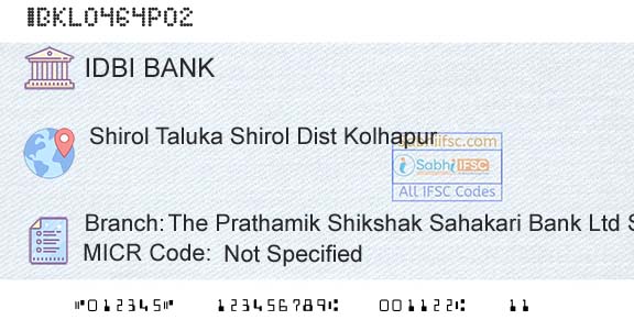 Idbi Bank The Prathamik Shikshak Sahakari Bank Ltd ShirolBranch 