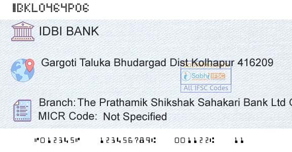 Idbi Bank The Prathamik Shikshak Sahakari Bank Ltd GargotiBranch 