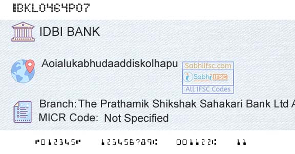 Idbi Bank The Prathamik Shikshak Sahakari Bank Ltd AjaraBranch 