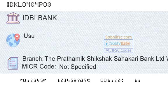Idbi Bank The Prathamik Shikshak Sahakari Bank Ltd WarnaBranch 