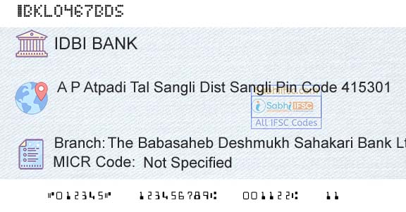 Idbi Bank The Babasaheb Deshmukh Sahakari Bank Ltd IchalkaraBranch 