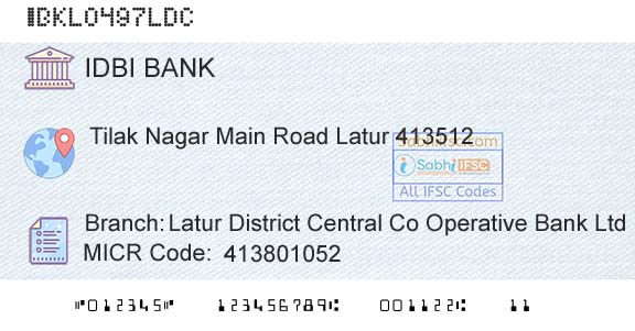 Idbi Bank Latur District Central Co Operative Bank LtdBranch 