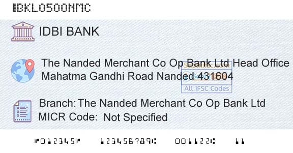 Idbi Bank The Nanded Merchant Co Op Bank LtdBranch 