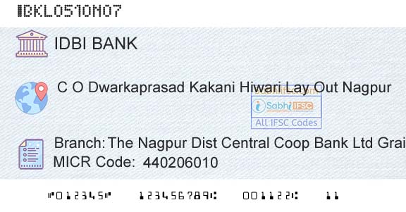 Idbi Bank The Nagpur Dist Central Coop Bank Ltd Grain MarketBranch 