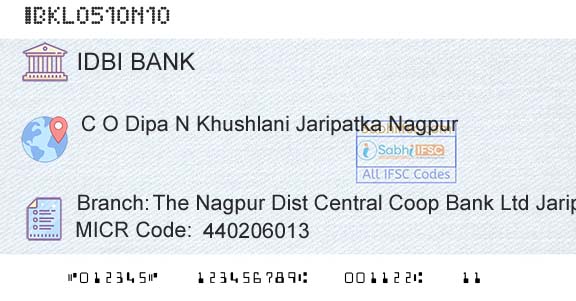 Idbi Bank The Nagpur Dist Central Coop Bank Ltd JaripatkaBranch 
