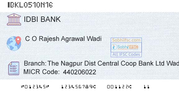Idbi Bank The Nagpur Dist Central Coop Bank Ltd WadiBranch 