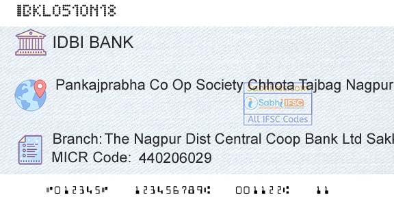 Idbi Bank The Nagpur Dist Central Coop Bank Ltd SakkardaraBranch 