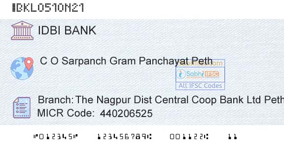 Idbi Bank The Nagpur Dist Central Coop Bank Ltd PethBranch 