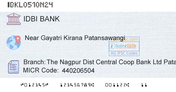 Idbi Bank The Nagpur Dist Central Coop Bank Ltd PatansawangiBranch 