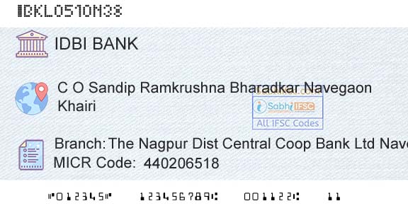 Idbi Bank The Nagpur Dist Central Coop Bank Ltd Navegaon KhaBranch 
