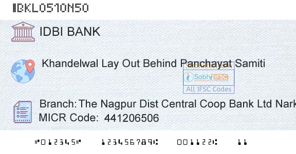 Idbi Bank The Nagpur Dist Central Coop Bank Ltd NarkhedBranch 