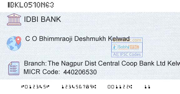 Idbi Bank The Nagpur Dist Central Coop Bank Ltd KelwadBranch 