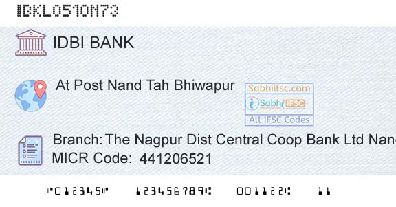 Idbi Bank The Nagpur Dist Central Coop Bank Ltd NandBranch 