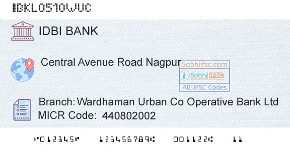 Idbi Bank Wardhaman Urban Co Operative Bank LtdBranch 