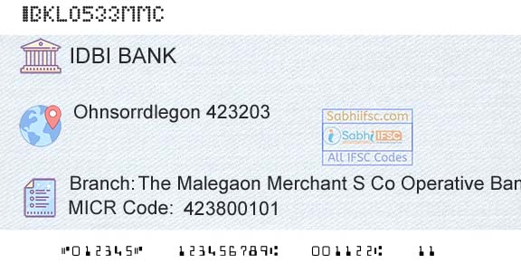 Idbi Bank The Malegaon Merchant S Co Operative Bank LtdBranch 