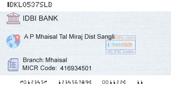 Idbi Bank MhaisalBranch 